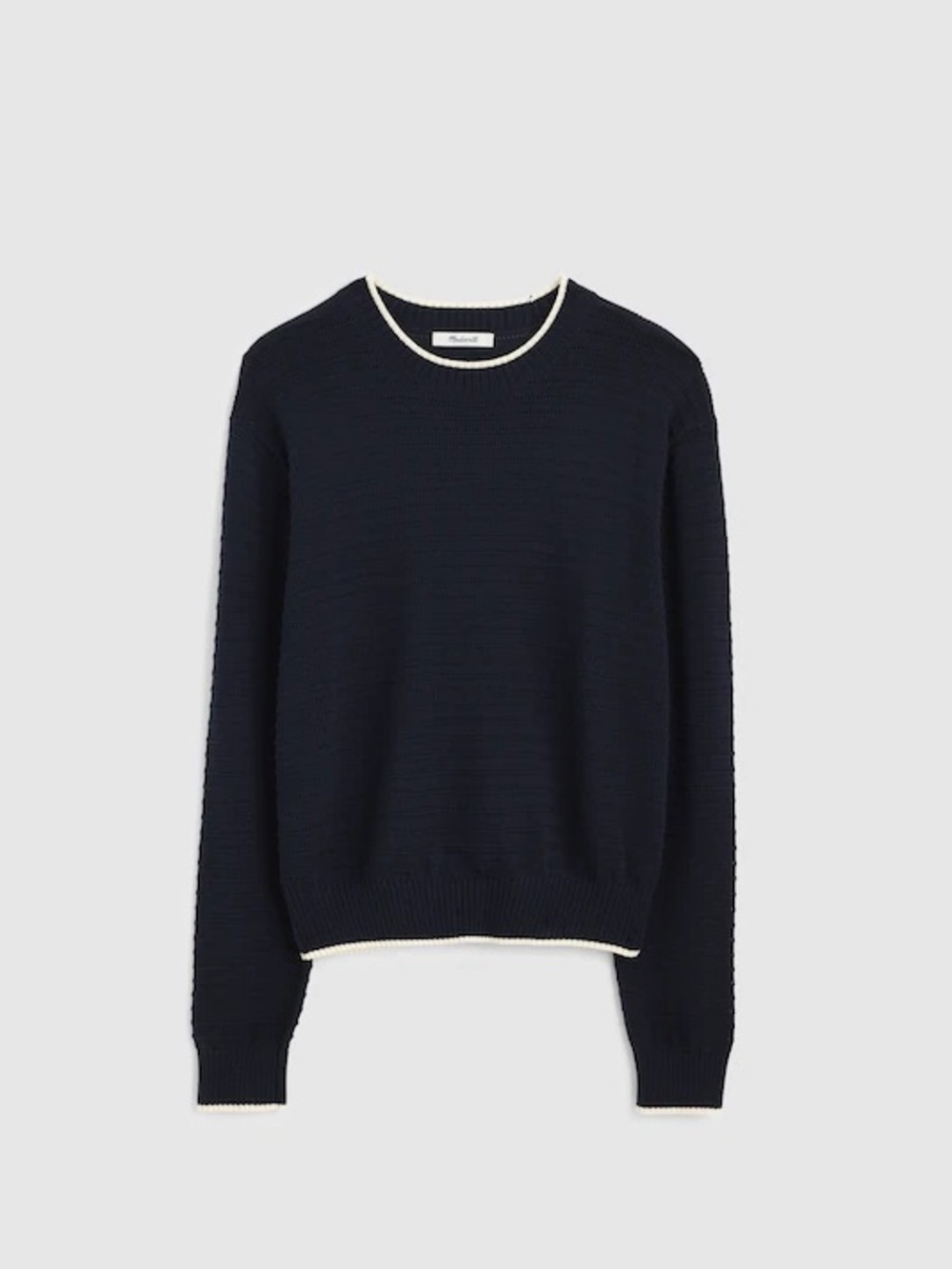 Madewell Striped Textured-Stitch Crewneck Sweater in 100% Cotton
